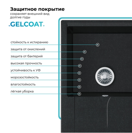 Мойка кухонная POLYGRAN GALS 760 (космос №316)